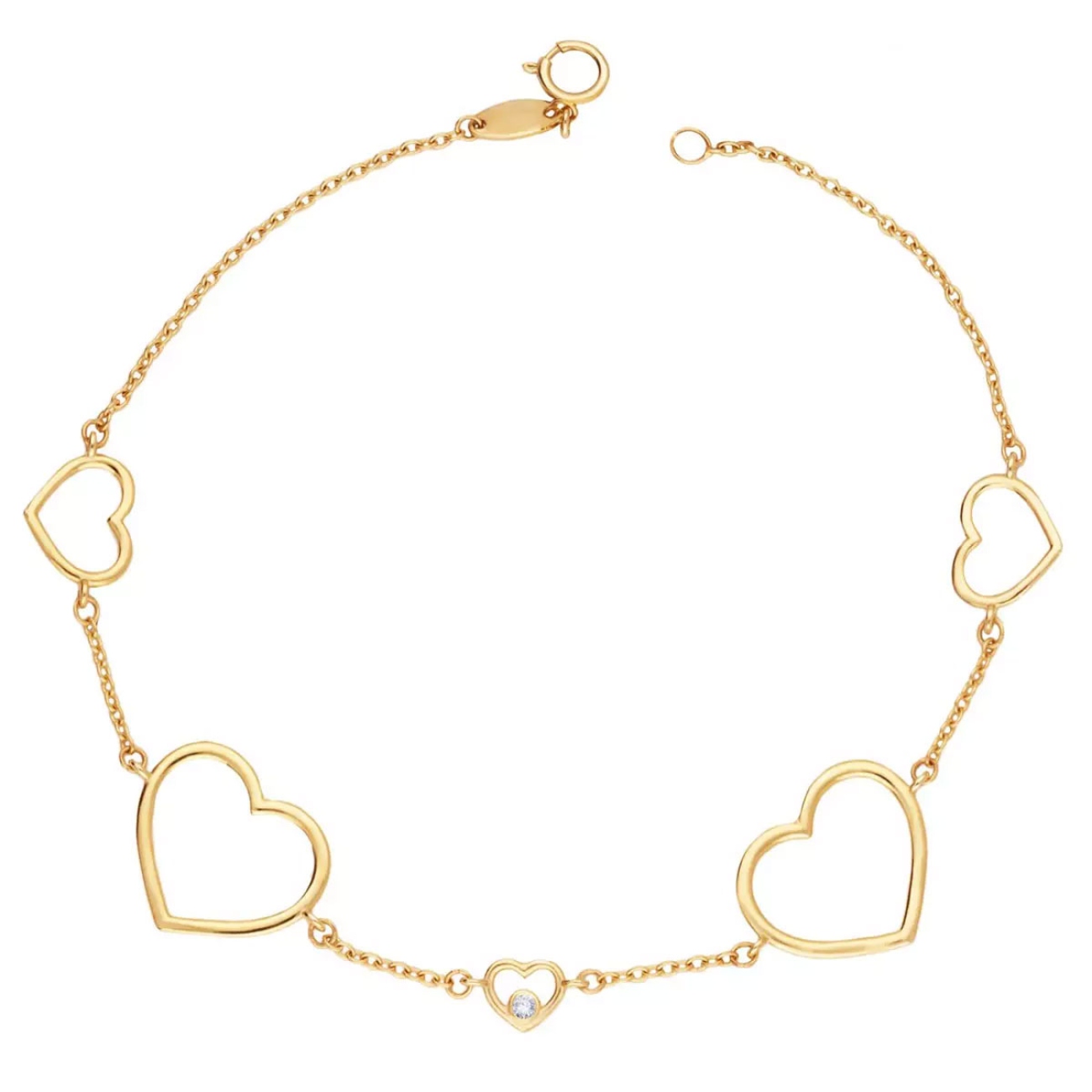 Bransoletka złote serduszka z cyrkonią (B3254 Y 375)