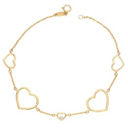 Bransoletka złote serduszka z cyrkonią (B3254 Y 375) - zdjęcie: 2