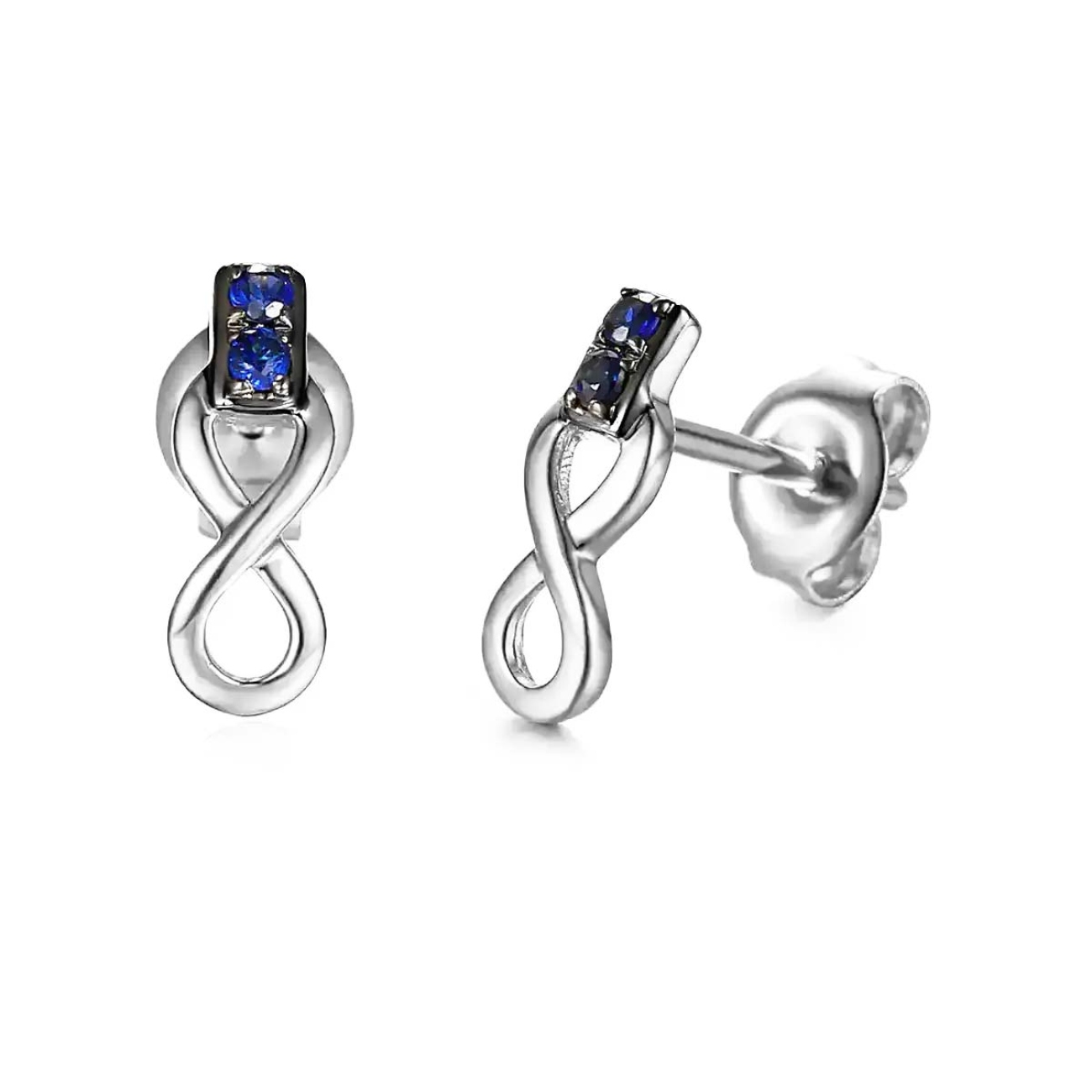 Kolczyki nieskończoność z szafirami (E65977 W SA 375)