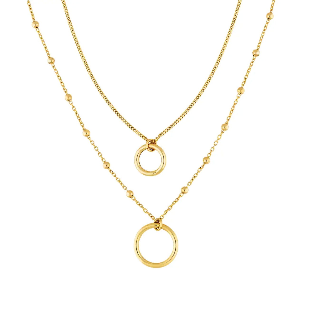 Podwójny naszyjnik złoty kółeczka (N3144 Y)