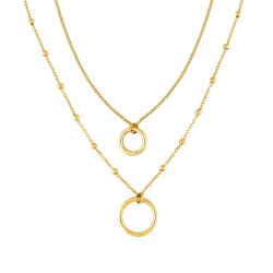 Podwójny naszyjnik złoty kółeczka (N3144 Y) - zdjęcie: 2