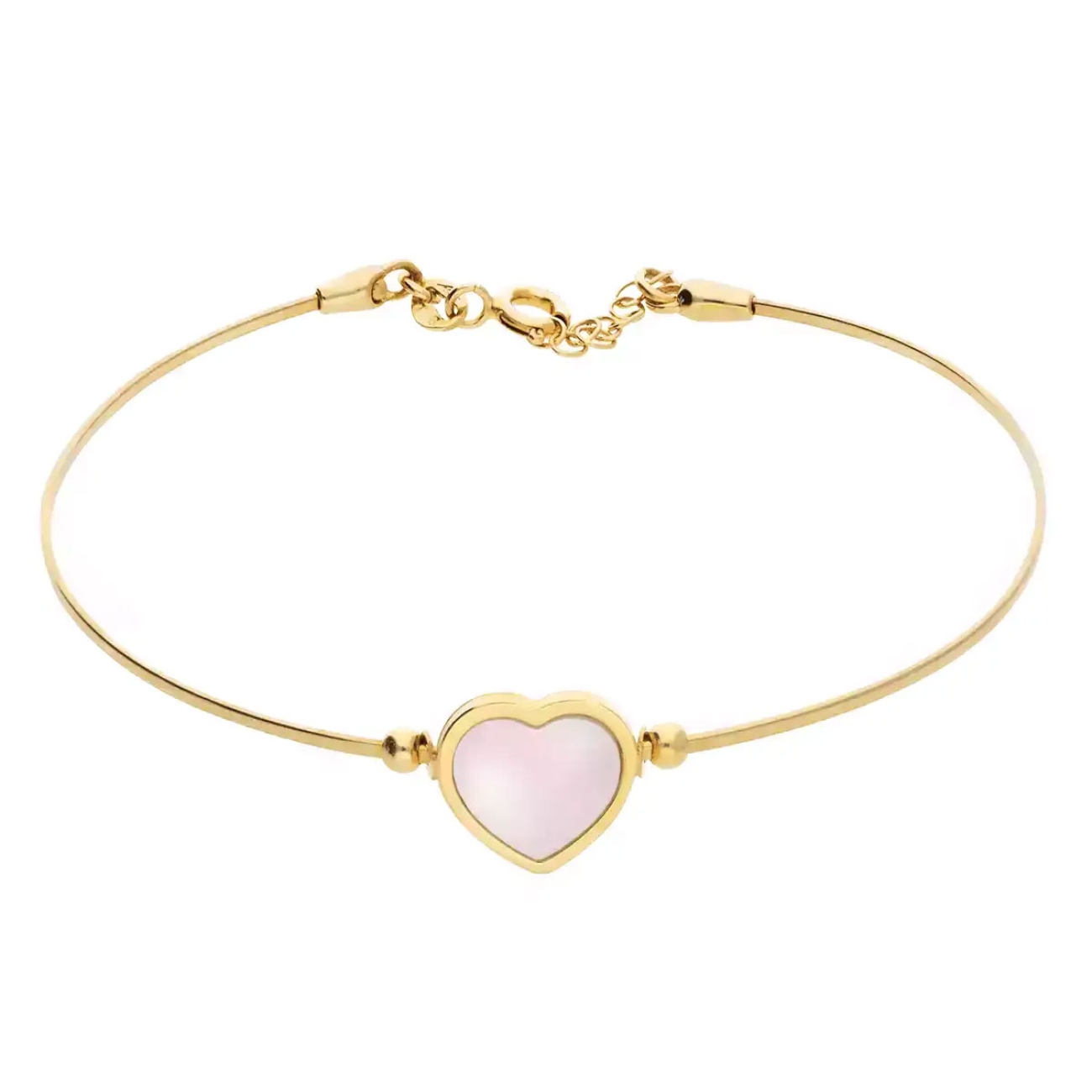 Bransoletka złota z serduszkiem z masy perłowej (B6092)