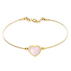 Bransoletka złota z serduszkiem z masy perłowej (B6092)
