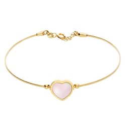 Bransoletka złota z serduszkiem z masy perłowej (B6092) - zdjęcie: 2