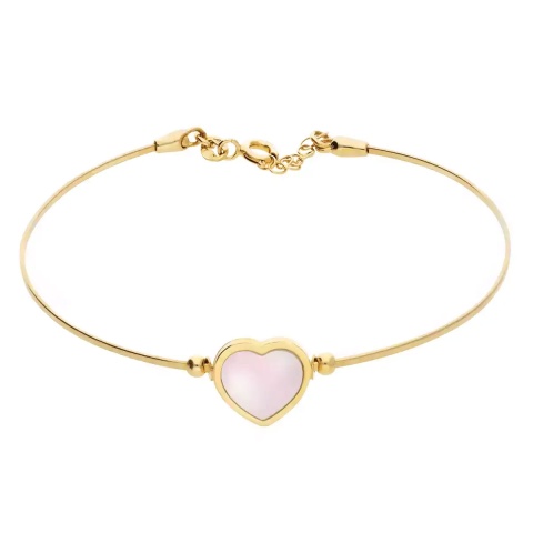 Bransoletka złota z serduszkiem z masy perłowej (B6092)