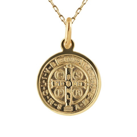 Medalik złoty ze św. Benedyktem