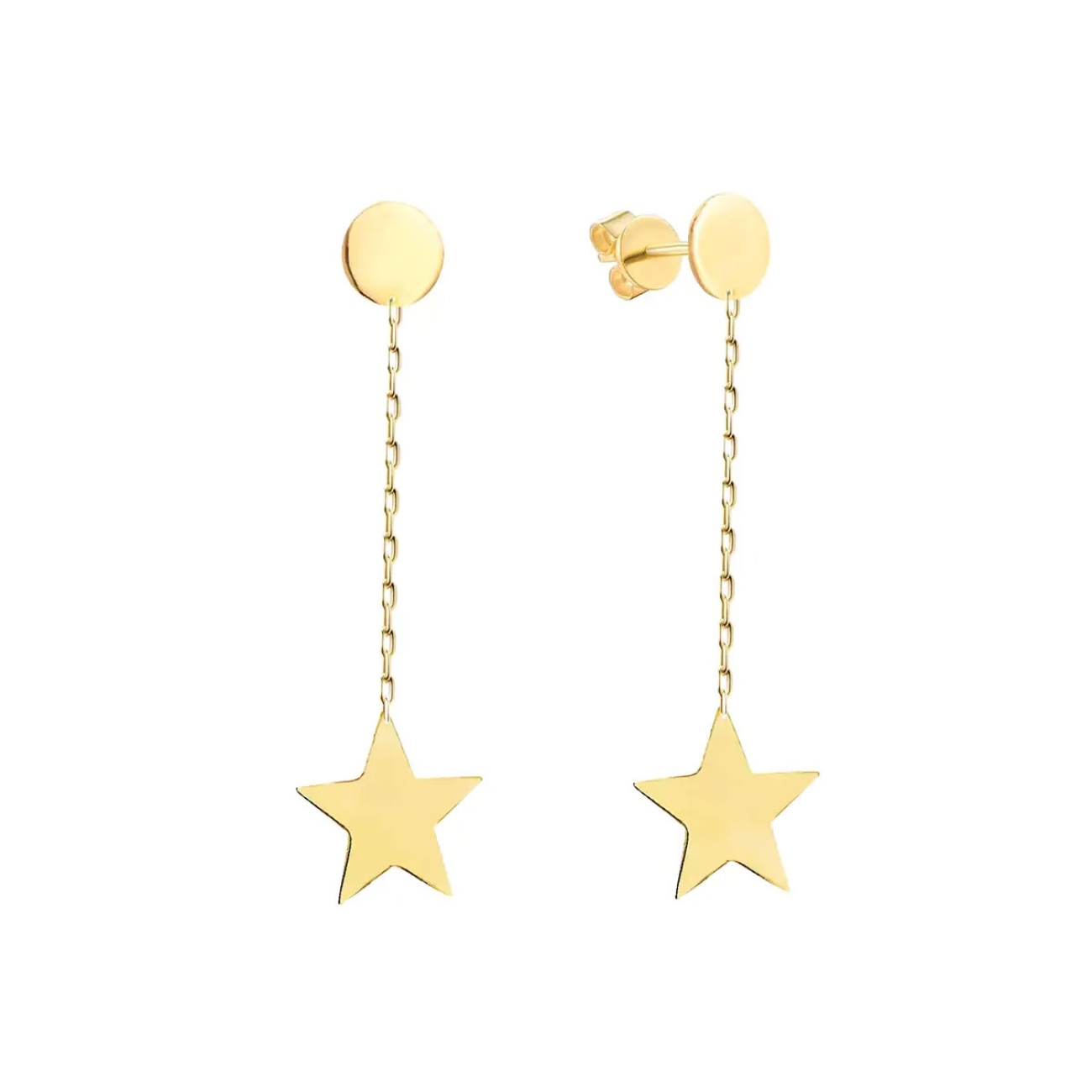 Kolczyki złote gwiazdki wiszące