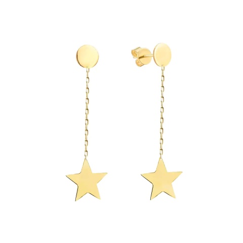 Kolczyki złote gwiazdki wiszące