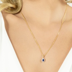 Zawieszka z szafirem i diamentami (P37507 YW SA)