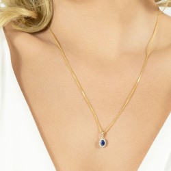 Zawieszka z szafirem i diamentami (P37507 YW SA) - zdjęcie: 3