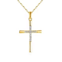 Zawieszka złoty krzyżyk z diamentami (P34339 Y) - zdjęcie: 2