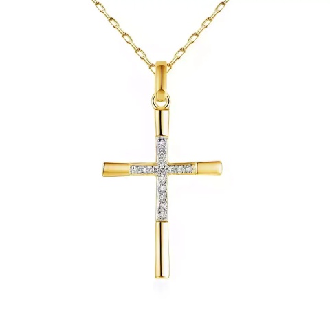 Zawieszka złoty krzyżyk z diamentami (P34339 Y)