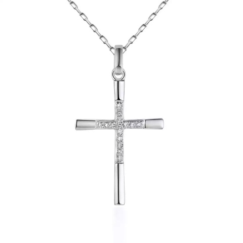 Zawieszka złoty krzyżyk z diamentami (P34339 W)