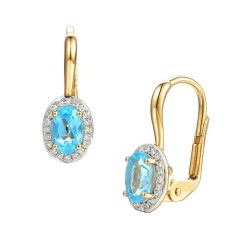 Kolczyki z niebieskimi topazami i diamentami (E62898 Y P M BT) - zdjęcie: 2