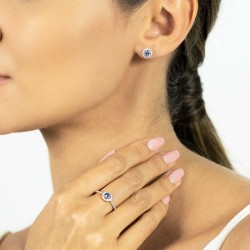 Kolczyki z tanzanitami i diamentami (E61659 Y S T) - zdjęcie: 3