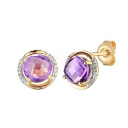 Kolczyki z ametystami i diamentami (E56363 Y S AM) - zdjęcie: 2