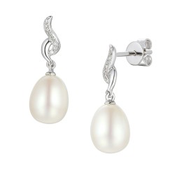 Kolczyki z perłami i diamentami (E55719 W S) - zdjęcie: 2