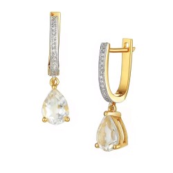 Kolczyki z białymi topazami i diamentami (E40673 Y A) - zdjęcie: 2