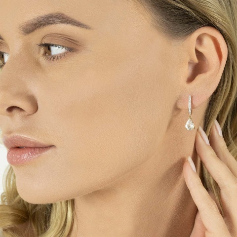 Kolczyki z białymi topazami i diamentami (E40673 Y A)