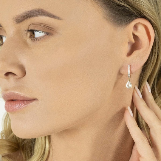 Kolczyki z białymi topazami i diamentami (E40673 Y A)