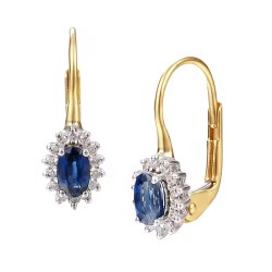 Kolczyki z szafirami i diamentami (E37507 YW P SA) - zdjęcie: 2