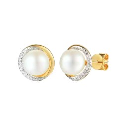 Kolczyki z perłami i diamentami (E34407 Y S) - zdjęcie: 2