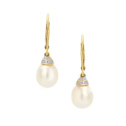 Kolczyki z perłami i diamentami (E32571 Y P) - zdjęcie: 2