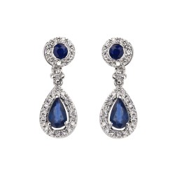 Kolczyki z szafirami i diamentami (E27905 W S SA) - zdjęcie: 2
