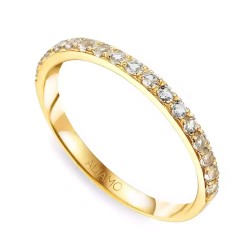 Pierścionek z białymi topazami, z żółtego złota pr. 585: 13 - zdjęcie: 2