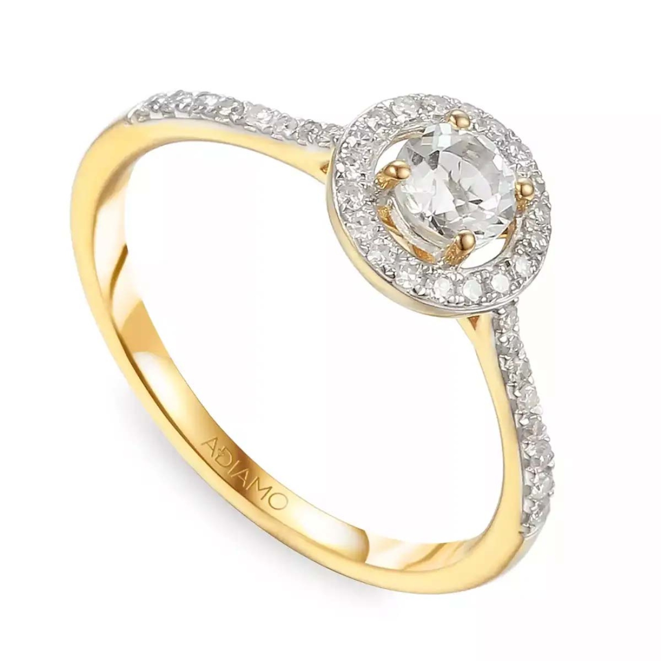 Pierścionek halo z białym topazem i diamentami (R61659 Y WT): 8