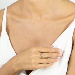 Pierścionek halo z białym topazem i diamentami (R61659 Y WT): 8 - zdjęcie: 3