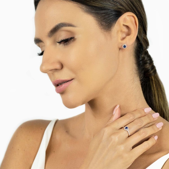 Pierścionek halo z szafirem i diamentami (R61659 Y SA): 8