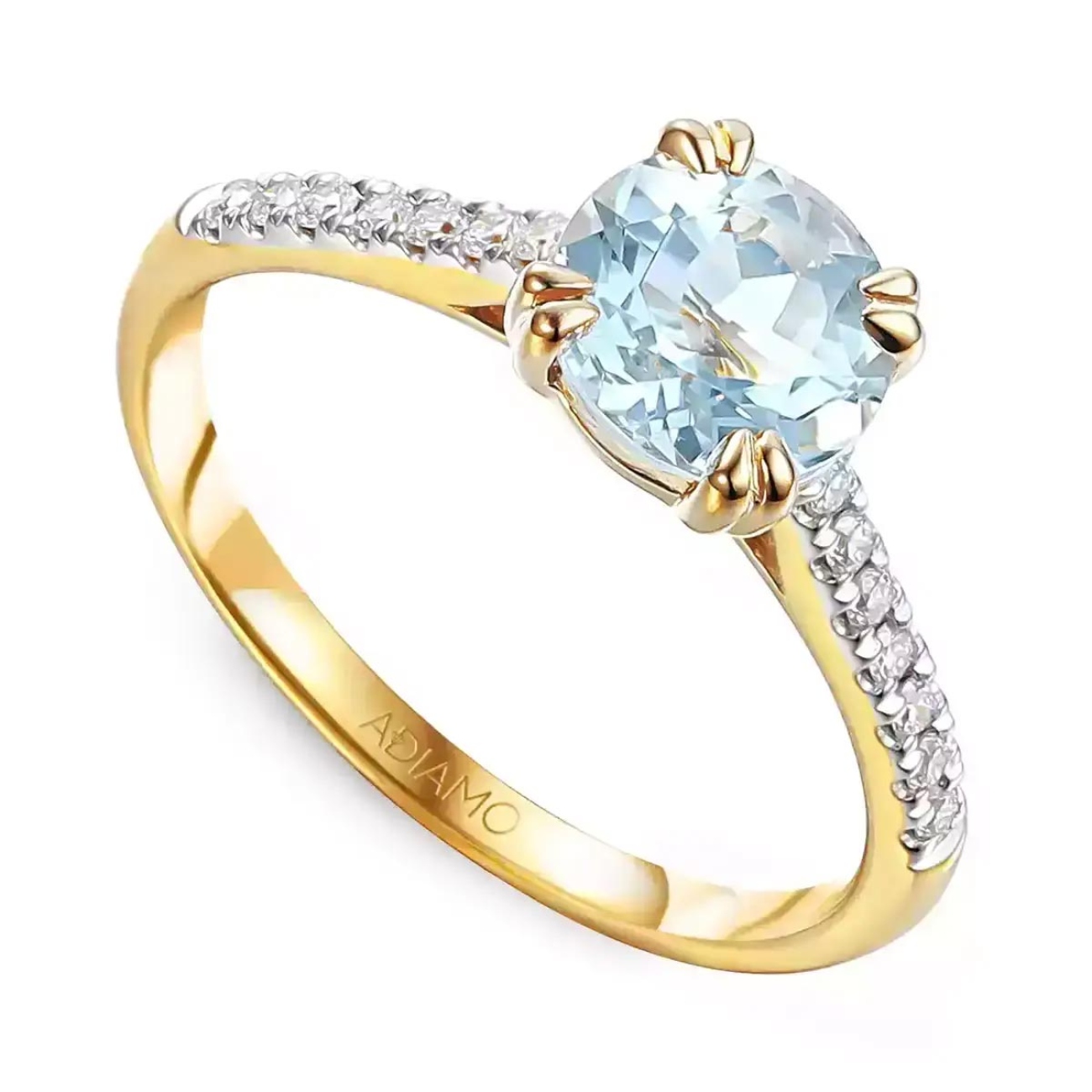 Pierścionek z akwamarynem i diamentami (R82484 Y AQ): 12