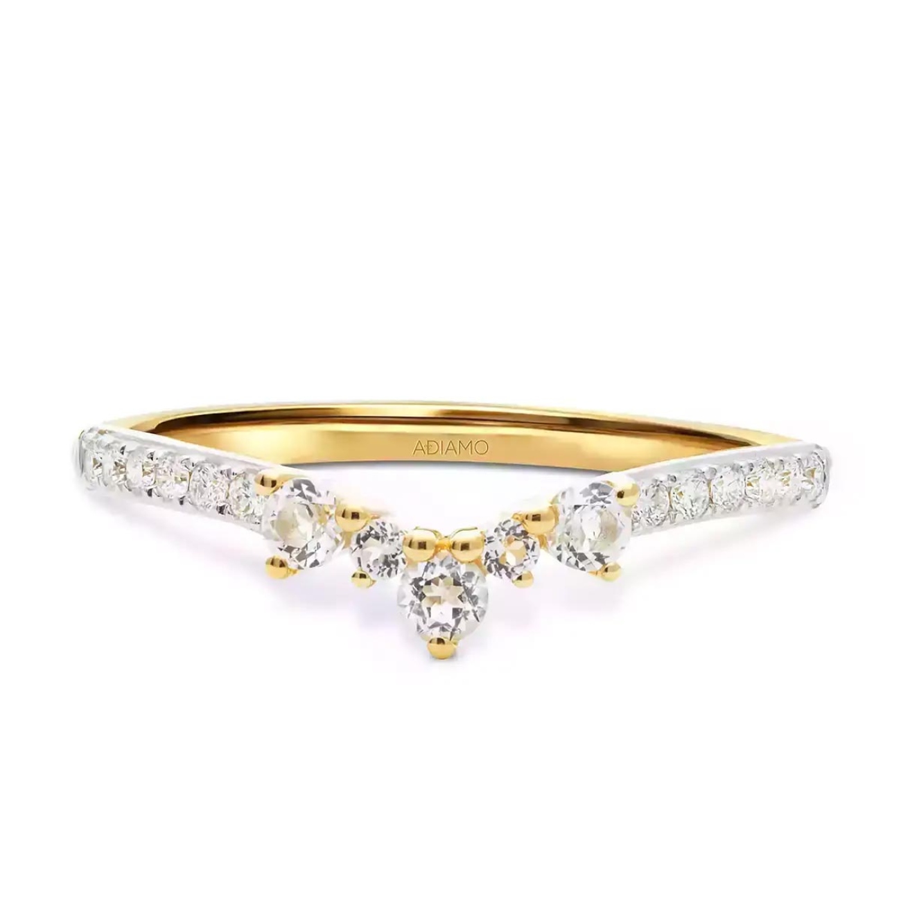 Pierścionek z białymi topazami i diamentami (R82010 Y WT): 14