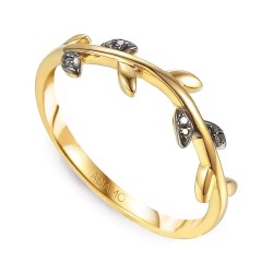 Pierścionek z czarnymi diamentami R79601 Y BD: 14 - zdjęcie: 2