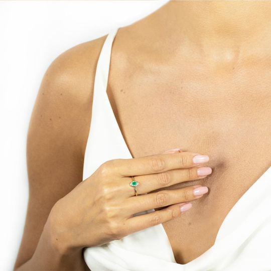 Pierścionek ze szmaragdem i diamentami (R60389 Y EM): 10