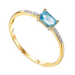 Pierścionek z niebieskim topazem i diamentami (R78482 Y BT): 9 - zdjęcie: 2