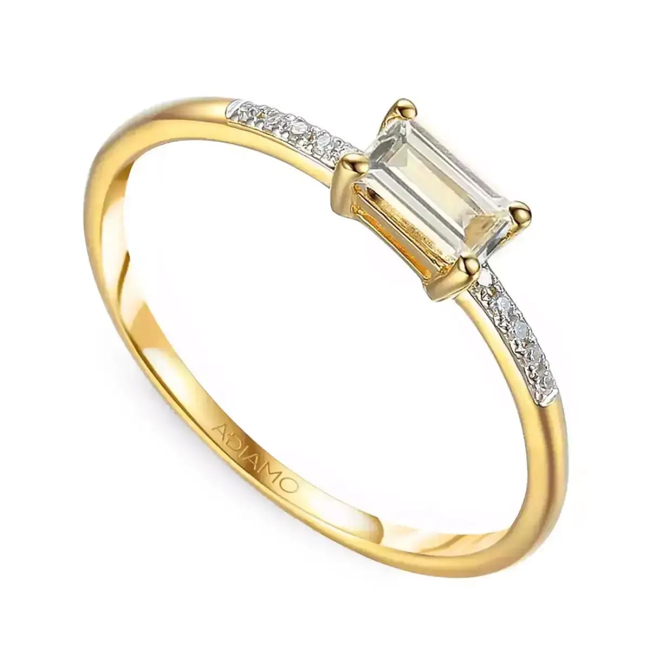 Pierścionek z białym topazem i diamentami (R78482 Y WT): 7