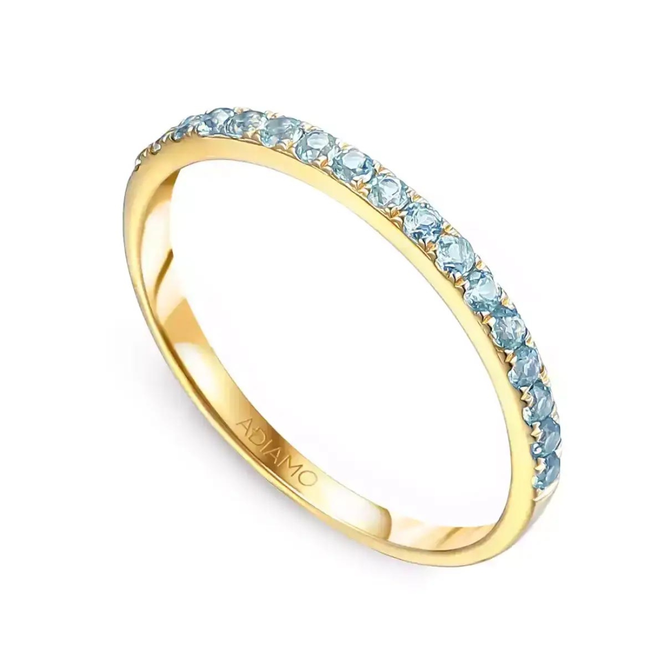 Pierścionek z niebieskimi topazami, z żółtego złota pr. 585: 12