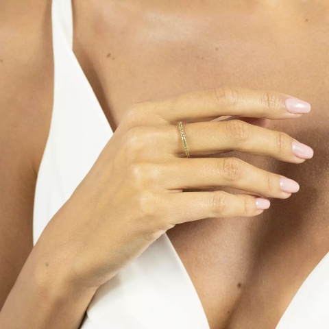 Pierścionek z perydotami, z żółtego złota pr. 585