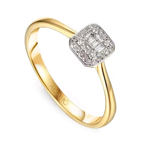 Pierścionek z diamentami, żółte złoto (R71618 Y)