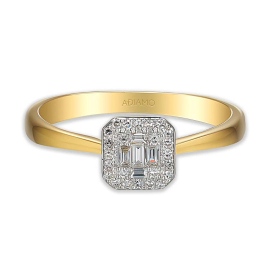 Pierścionek z diamentami, żółte złoto (R71618 Y)