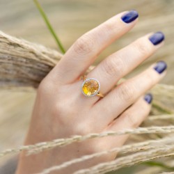 Pierścionek z cytrynem i diamentami (R34799 Y CT): 7 - zdjęcie: 3