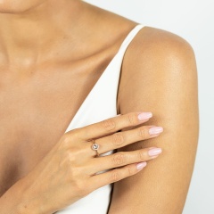 Pierścionek halo z morganitem i diamentami (R51868 R MR)