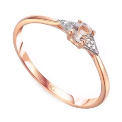 Pierścionek z morganitem i diamentami