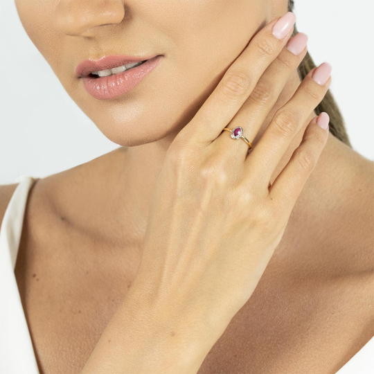 Pierścionek z rubinem i diamentami (R60389 Y RU): 8