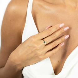 Pierścionek ze szmaragdem i diamentami (R58013 Y EM): 13 - zdjęcie: 3