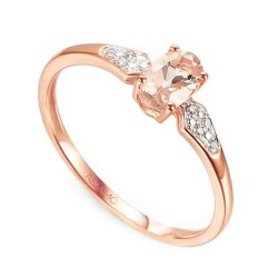 Pierścionek z morganitem i diamentami (R69314 R MR): 7 - zdjęcie: 2