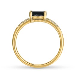 Pierścionek z czarnym agatem i diamentami (R78482 Y BAG): 8 - zdjęcie: 4