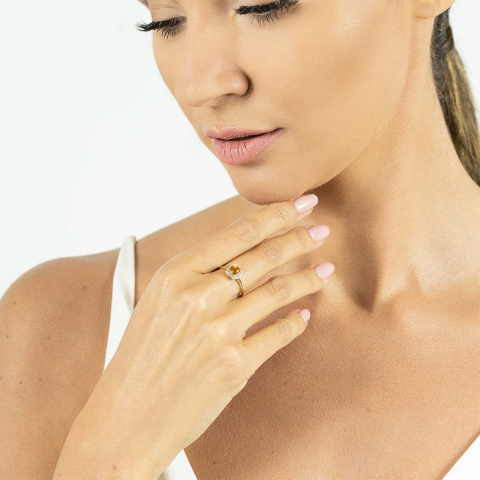 Pierścionek z cytrynem i diamentami (R62906 Y M CT)